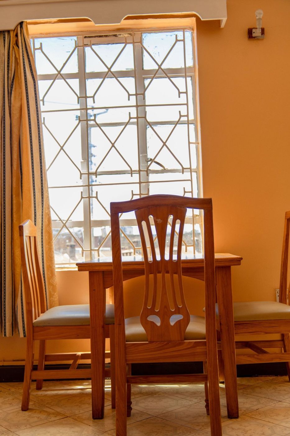Dining table by a sunny window